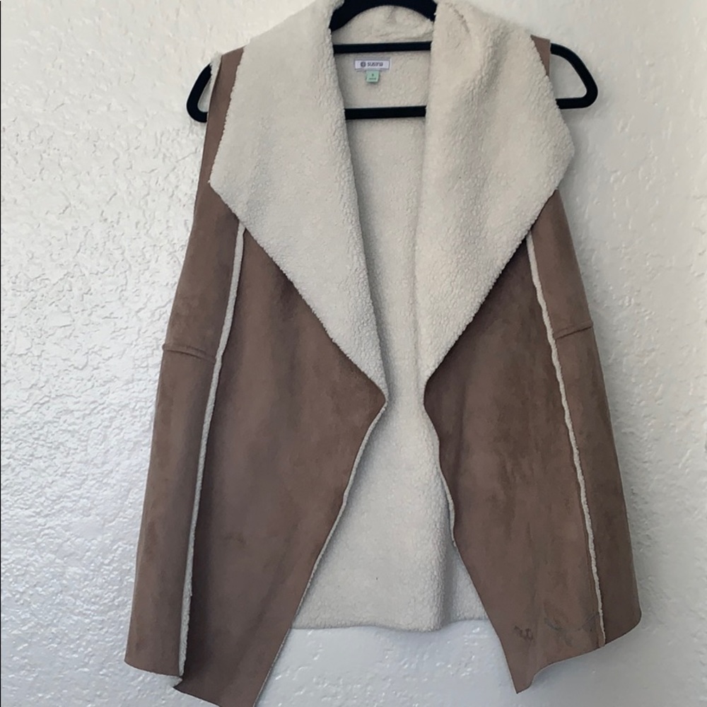 Faux Shearling and Faux Suede Vest